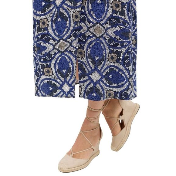 Maeve Anthropologie Cyprus XL Wrap Skirt Blue Motif Boho African Graphic Fits 1X - Picture 4 of 16